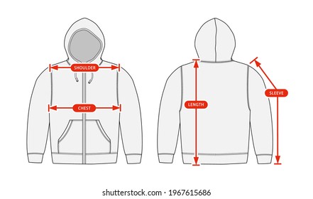 Clothing size chart vector illustration ( Sweat parka shirt )