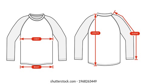 Clothing size chart vector illustration ( sleeve shirt )