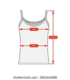 Clothing size chart vector illustration ( Woman camisole dress )