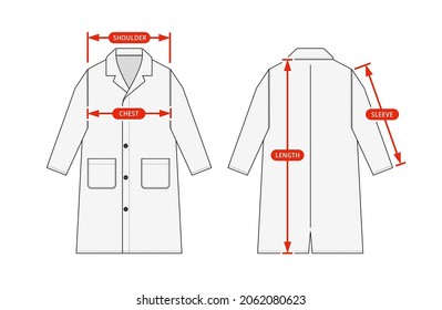 Clothing size chart vector illustration ( Long coat, Trench coat)