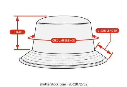 Clothing size chart vector illustration ( Backet hat )