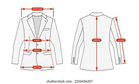 Clothing size chart vector illustration ( Suit jacket )