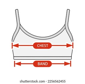 Clothing size chart vector illustration ( Women's sports bra )