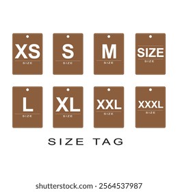 Clothing size icon set, XS, S, M, L, XL, XXL,XXXL tags