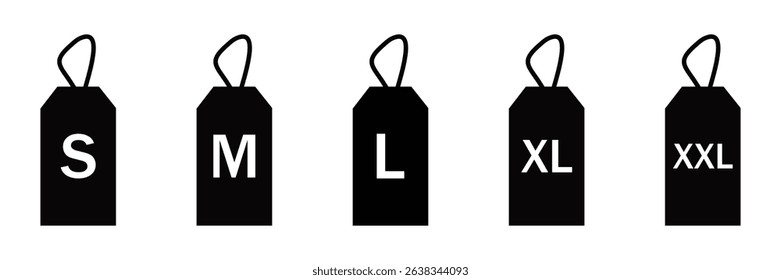 Clothing Size Label Tag Icons – Vector Set of Apparel Measurement Tags for Fashion Design