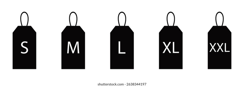 Clothing Size Label Tag Icons – Vector Set of Apparel Measurement Tags for Fashion Design
