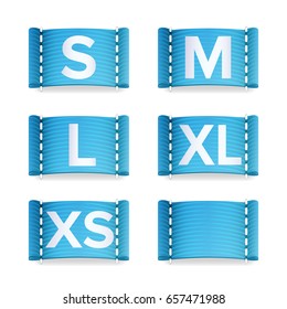Clothing Size Labels Set Vector. Isolated On White. Realistic Illustration