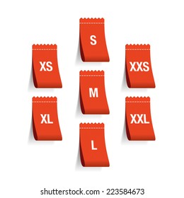 Clothing size labels and tags