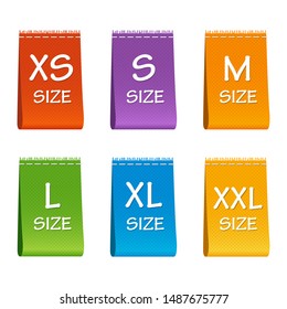 Clothing size labels vector design illustration isolated on white background