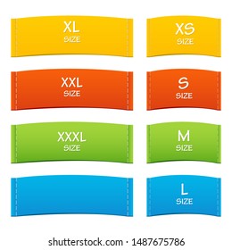 Clothing size labels vector design illustration isolated on white background