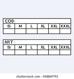 Clothing size stamps