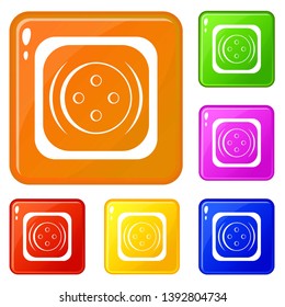 Clothing square button icons set collection vector 6 color isolated on white background