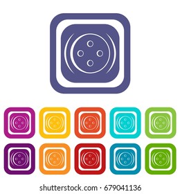 Clothing square button icons set vector illustration in flat style In colors red, blue, green and other