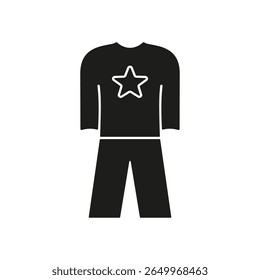 Clothing With Star Design Solid Icon. Fashionable Outfit, Casual Wear, And Style Representation Silhouette Symbol. Apparel And Trendy Clothing. Isolated Vector Illustration.