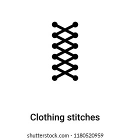 Clothing stitches icon  vector isolated on white background, logo concept of Clothing stitches  sign on transparent background, filled black symbol