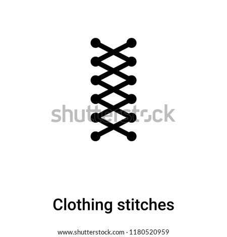 Clothing stitches icon  vector isolated on white background, logo concept of Clothing stitches  sign on transparent background, filled black symbol