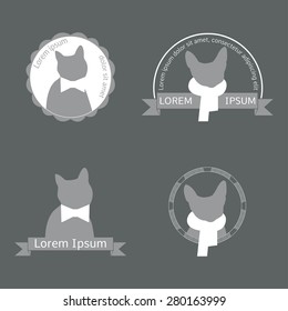 Clothing store for animals logo. Clothing for cats. Set of pet shop logo, labels and badges.