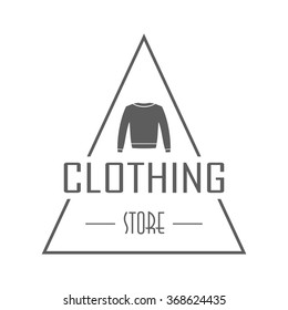 Clothing store badge. Isolated logotype of clothing store on transparent background. Use for clothing shop advertising, window signage, web sites. Clothing store emblem. Monochrome vector illustration.