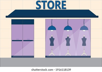 clothing store entrance in shopping center