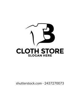 Tienda de ropa con la letra inicial B de inspiración de diseño de logotipo. Plantilla de vector de logotipo de tienda de tela
