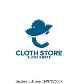 clothing store with initial letter C logo design inspiration. Cloth Shop logo vector template