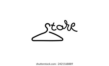 clothing store logo, hanger logo, black isolated silhouette