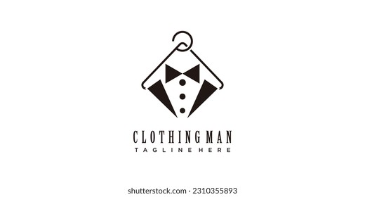 Clothing store logo with man suit tie concept design for business identity