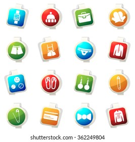 Clothing Store stickers label icon set