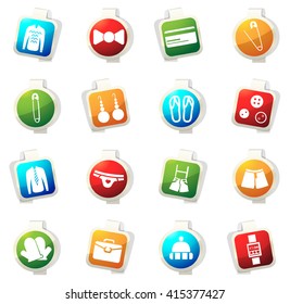 Clothing Store stickers label icon set for web sites