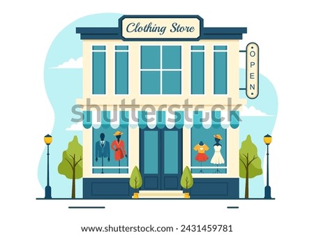 Clothing Store Vector Illustration by Shopping for Clothes or Dresses for Fashion Styles Women or Men in Flat Cartoon Background Design