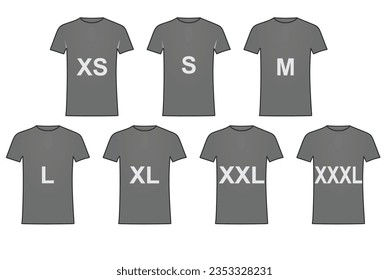 Tamaños de camisetas de ropa. vector