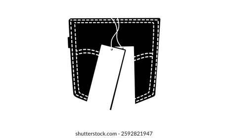 Clothing Tag, Black Isolated Silhouette