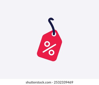 A clothing tag with a percent sign on it. Percentage logo. Exactly size vector illustrator.