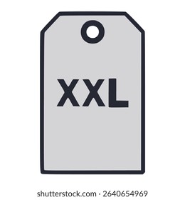clothing tag XXL size chart fashion lifestyle flat color vector illustration template design