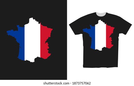 Clothing t-shirt design with french flag vector illustration