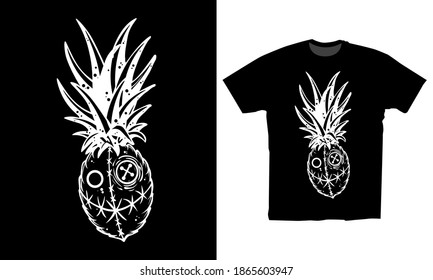 Diseño de camisetas de ropa con ilustraciones gráficas de frutas espantosas de piña adecuadas para camisetas, ropa, patatas y otros