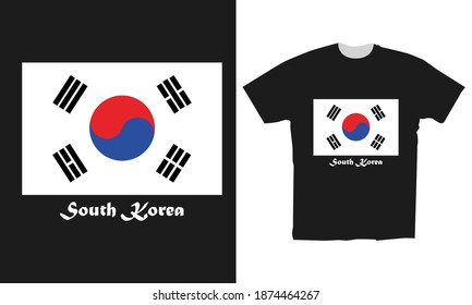 Clothing t-shirt design with a vector illustration of the South Korean flag