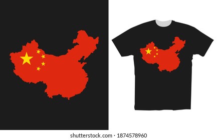 clothing t-shirt design, vector illustration of the chinese flag map