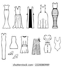 clothing type dresses and suits,vector illustration