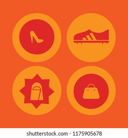 clothing vector icons set. with football shoe, handbag, arab woman and women shoes in set