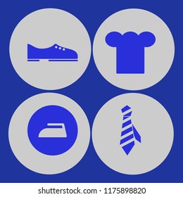 clothing vector icons set. with tie, men shoes, chef cap and iron in set