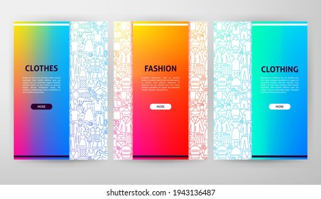 Diseño web de ropa. Ilustración vectorial de los pósters de contorno.