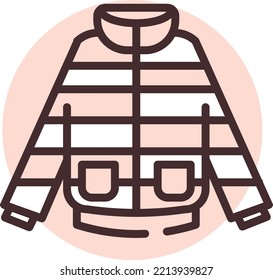 Vestir chaqueta de invierno, ilustración, vector sobre fondo blanco.