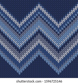 Clothing zig zal lines knitted texture geometric seamless pattern. Fair isle sweater knitwear fabric print. Scandinavian style seamless knitted pattern. Winter holidays wallpaper.