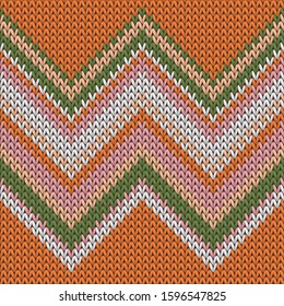 Clothing zig zal lines knitting texture geometric vector seamless. Blanket knitting pattern imitation. Nordic style seamless knitted pattern. Repeatable background.