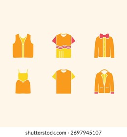 Conjunto de Vector de ropa de moda magnífico diseño increíble útil Ilustración de fondo colorido.eps