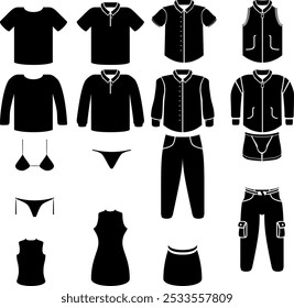 clothless outfit variety black vector set