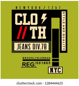 CLOTH/NYC typography design,vector illustration