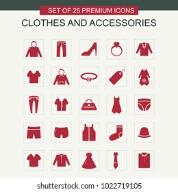 Cloths icosn set vector 