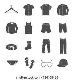 Cloths of man icons set vector